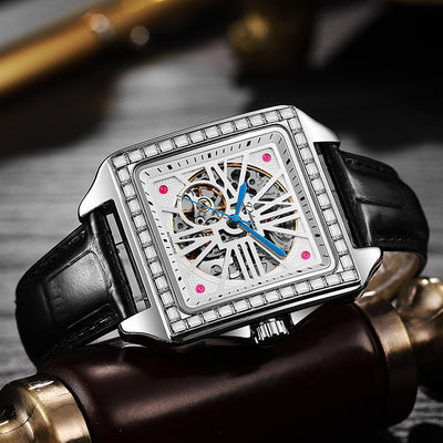 Reloj Automático de Diseño Cuadrado con Diamantes - Image 2