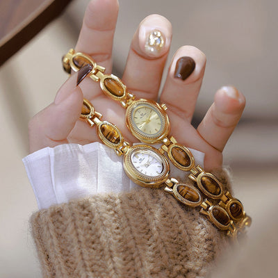 Reloj de Cadena Tigereye Dorado Retro BS Gold - Image 9