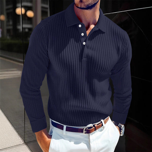 Polo Manga Larga con Cuello Solapa y Botones para Hombre