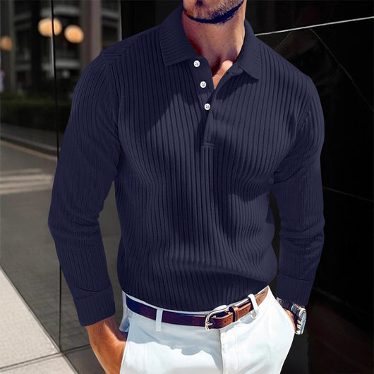 Polo Manga Larga con Cuello Solapa y Botones para Hombre - Image 2