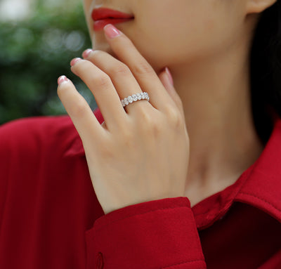 Anillo de Boda Luó Shén - Moissanita Ovalada Premium en Plata S925 y Platino - Image 7