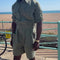 Conjunto Camisa Manga Larga Verde Militar con Shorts Talle Alto