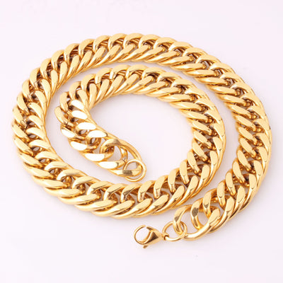 Collar de Acero Titanio Dorado para Hombre con Doble Hebilla - Image 11