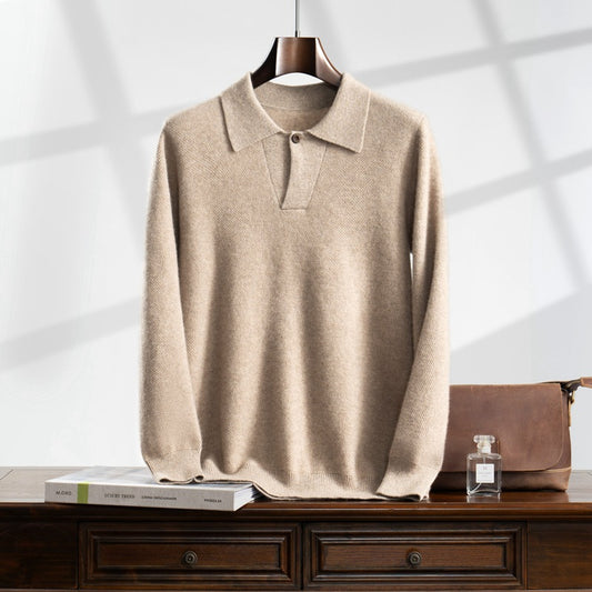 Suéter Tejido Suelto con Solapa para Hombre - Estilo Casual Moderno