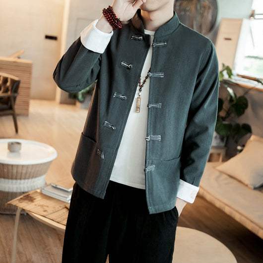 Chaqueta Hanfu Buddha Estilo Chino Retro para Hombre - Image 4