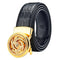 Men's Rotating Buckle Belt 3.5cm Wide Automatic Buckle Crystal Diamond Belt Gold Buckle Whirlwind Black 110cm