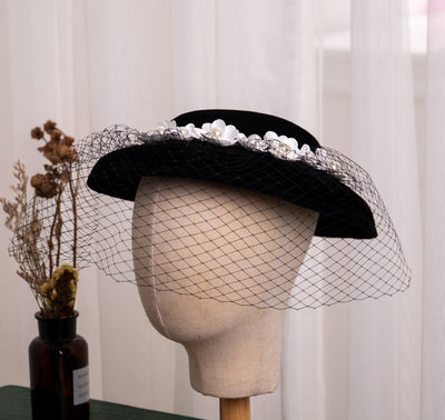 Sombrero Nupcial Vintage Estilo Hepburn en Gasa Francesa - Image 14