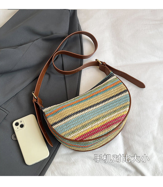 Bolsa Tote de Rafia Arcoíris para Mujer - Bolso Casual de Hombro - Image 11