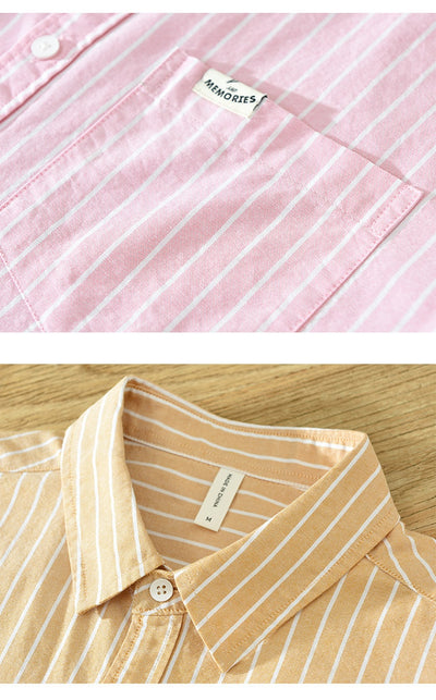 Camisa Oxford Casual de Rayas para Hombre - Corte Relajado y Manga Larga - Image 15