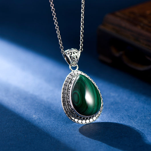 Dije Retro Verde en Plata S925 Forma Gota - Image 5