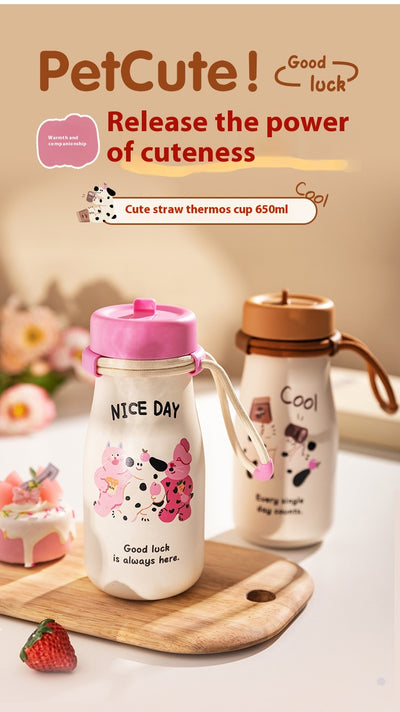 Vaso Térmico Portátil de Gran Capacidad con Pajilla para Mujeres - Image 8