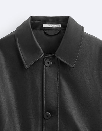 Chaqueta de Cuero Sintético Cuadrada para Hombre - Image 14