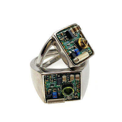 Anillo de Plata Esterlina Diseño Circuito Moderno - Image 9