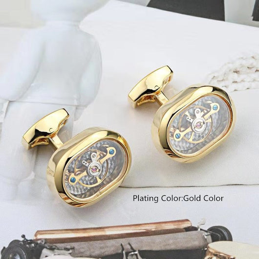 Gemelos de Puño Tourbillon Movimiento Acero Negro