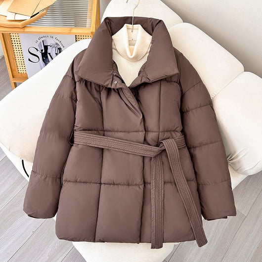 Abrigo a Cuadros con Cinturón - Chaqueta Gruesa Casual para Otoño e Invierno - Image 6