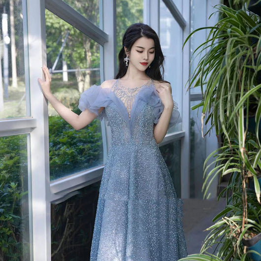 Vestido de Gasa Ligera con Cuentas para Eventos y Banquetes - Image 5