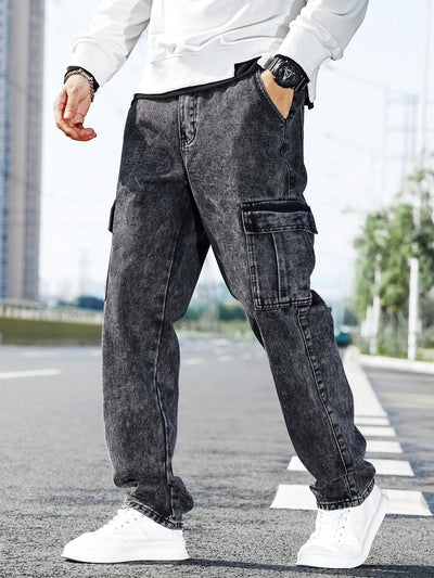 Jeans de Trabajo Holgados con Múltiples Bolsillos - Estilo Urbano Moderno - Image 9