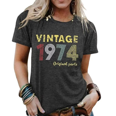 Blusa Vintage con Estampado de Letras para Fiestas - Image 5