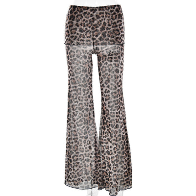 Pantalones Estampado Leopardo y Flores con Malla - Image 29