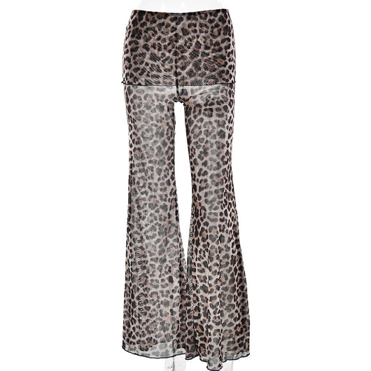 Pantalones Estampado Leopardo y Flores con Malla - Image 29
