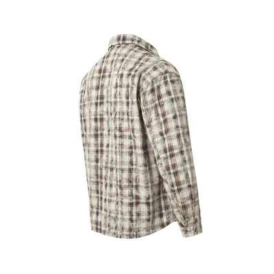 Camisa Cuadros Tie-dye Vintage Desgarrada Manga Larga Oversized - Image 5