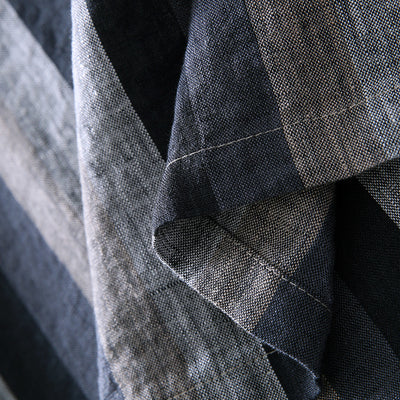Camisa de Lino Cuadros Casual Japonesa para Hombre - Manga Corta - Image 3