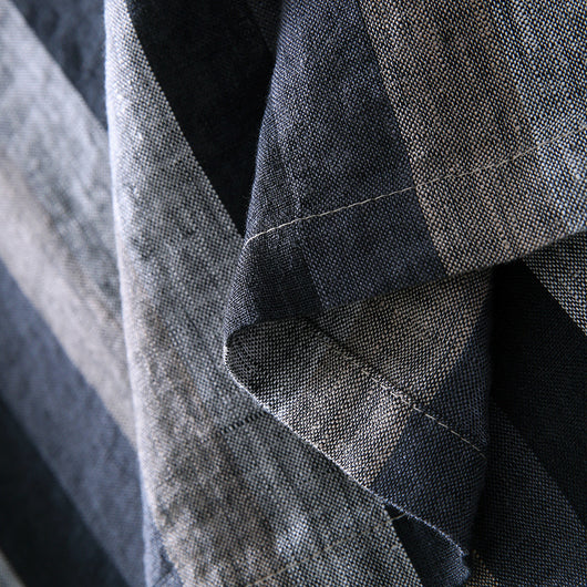Camisa de Lino Cuadros Casual Japonesa para Hombre - Manga Corta - Image 3