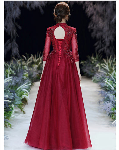 Blusa de Manga Larga Vino para Banquetes y Eventos - Image 3