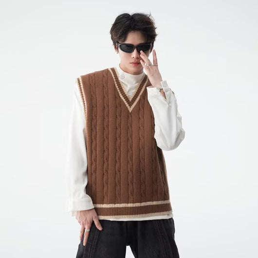 Chaleco Tejido Cuello V Estilo British College - Image 3