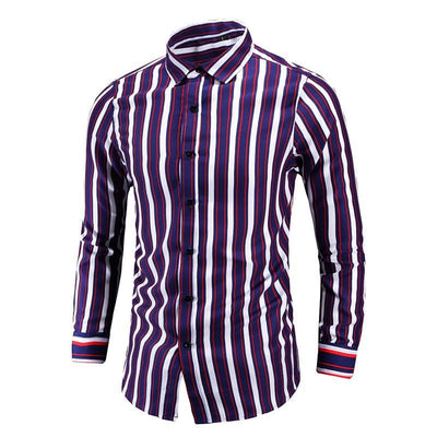 Camisa Manga Larga a Rayas Estilo Coreano para Hombres Jóvenes - Image 7
