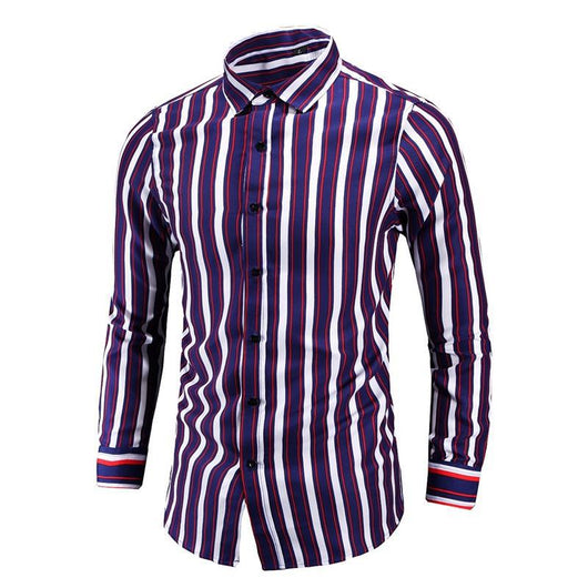Camisa Manga Larga a Rayas Estilo Coreano para Hombres Jóvenes - Image 7
