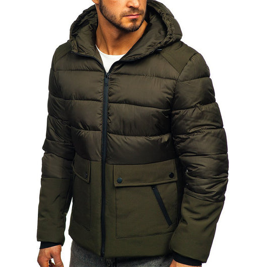 Abrigo Casual de Algodón con Capucha para Hombre - Diseño Minimalista Invierno - Image 5