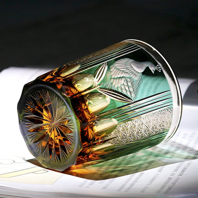 Vaso de Whiskey de Cristal Tallado a Mano con Diseño de Pavo Real - Image 34