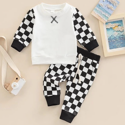 Conjunto Infantil Cuadros con Suéter y Pantalón Largo - Image 2