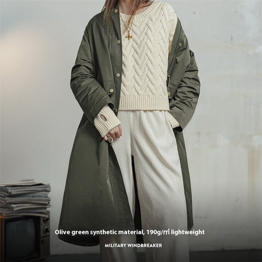 Abrigo Trench Oversize Verde Oliva con Bolsillos - Image 4