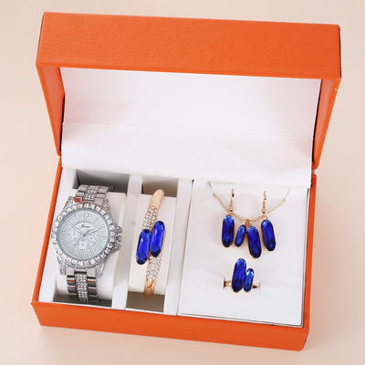 Conjunto de Accesorios en Acero Verde: Reloj, Anillo, Collar y Aretes de Cuarzo - Image 49