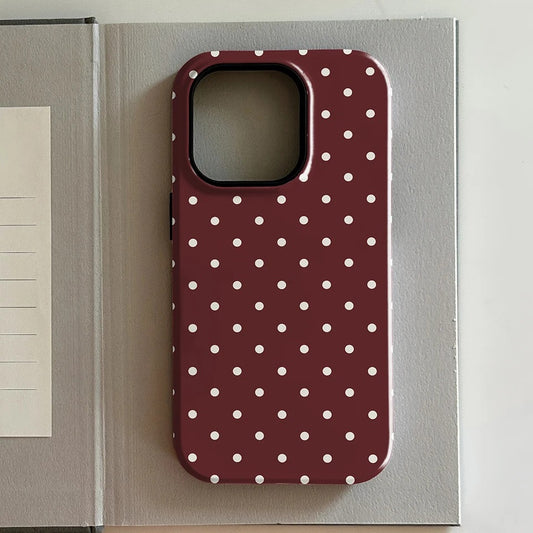 Funda para Celular Lunares Marrón y Rojo Lujo