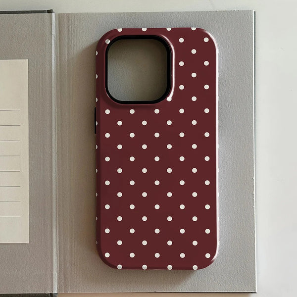 Funda para Celular Lunares Marrón y Rojo Lujo