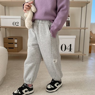 Pantalones de Buzo Infantiles con Detalles de Costura y Terciopelo - Image 4