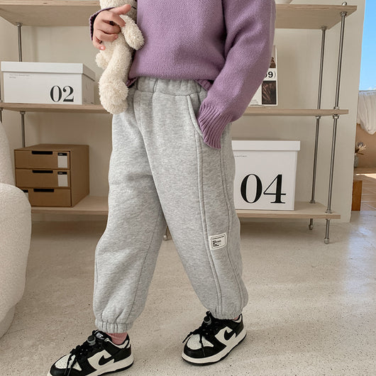 Pantalones de Buzo Infantiles con Detalles de Costura y Terciopelo - Image 4
