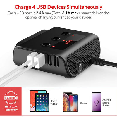 Cargador Vehicular 4 Puertos USB de Alta Potencia con Encendedor - Image 3