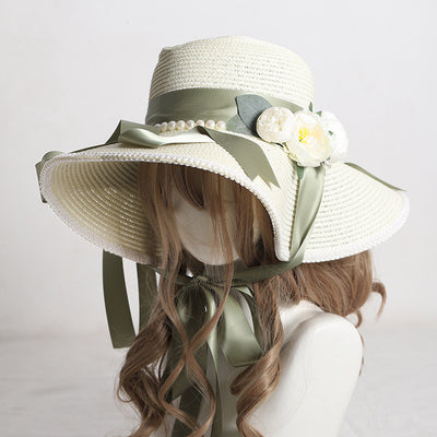 Sombrero de Paja para Mujer con Protección Solar y Lazo Decorativo