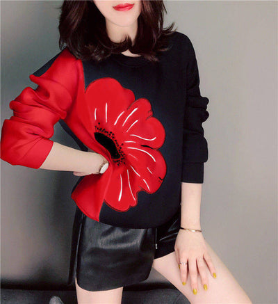 Blusa Holgada de Manga Larga para Mujer - Cuello Redondo Primavera - Image 8
