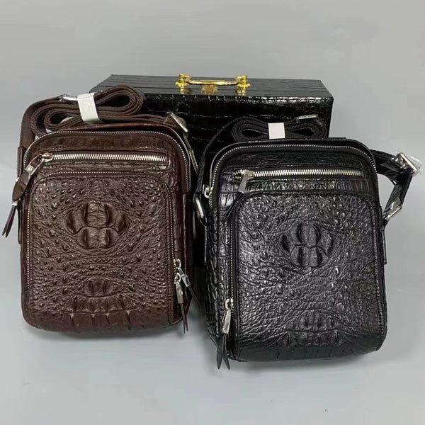 Bolsa Crossbody de Cuero de Cocodrilo para Hombre - Diseño Versátil