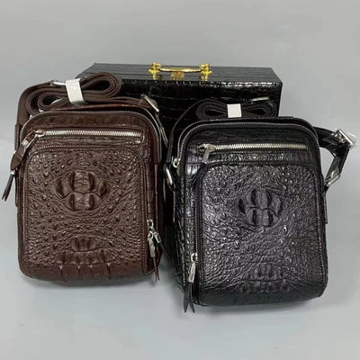 Bolsa Crossbody de Cuero de Cocodrilo para Hombre - Diseño Versátil