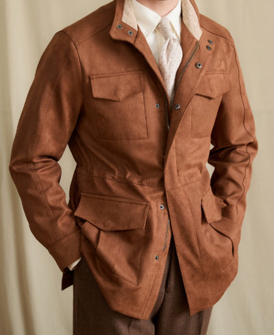 Chaqueta Safari Cuello Alto en Ante Sintético con Cintura Entallada - Image 16