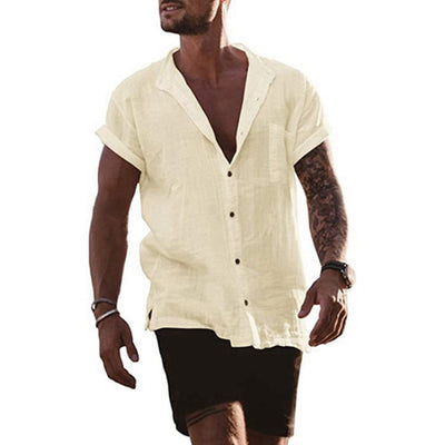 Camisas Sueltas de Verano con Cuello V - Cómodas y Versátiles para Hombre - Image 3