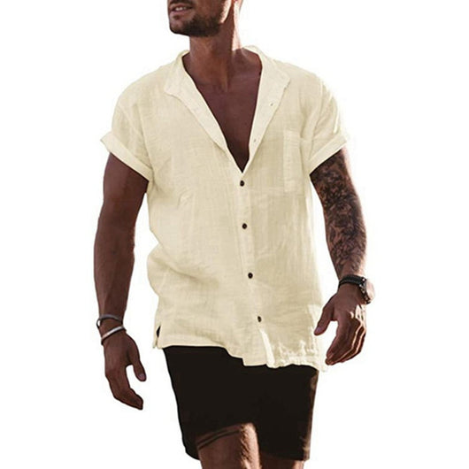 Camisas Sueltas de Verano con Cuello V - Cómodas y Versátiles para Hombre - Image 3
