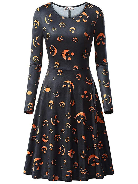 Vestido Largo de Manga Larga con Estampado de Calabaza para Halloween - Image 5