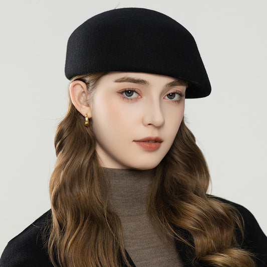 Boina Retro de Lana con Detalles de Plumas para Otoño e Invierno - Image 2